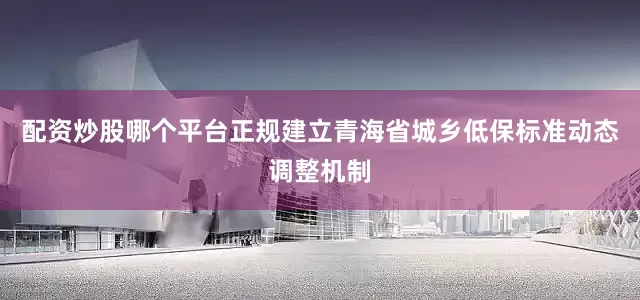 配资炒股哪个平台正规建立青海省城乡低保标准动态调整机制
